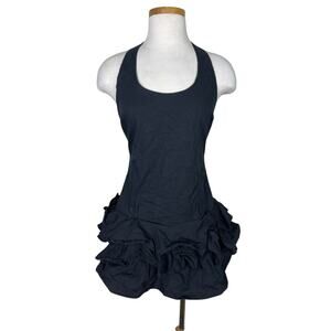 Mustard Seed Halter Black Mini Dress Romper Tiered Ruffle Y2K Goth Scene Medium